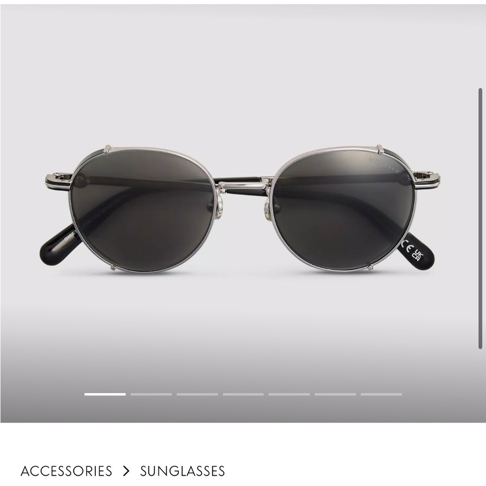 Moncler Shiny Light Ruthenium Owlet Round Sunglasses